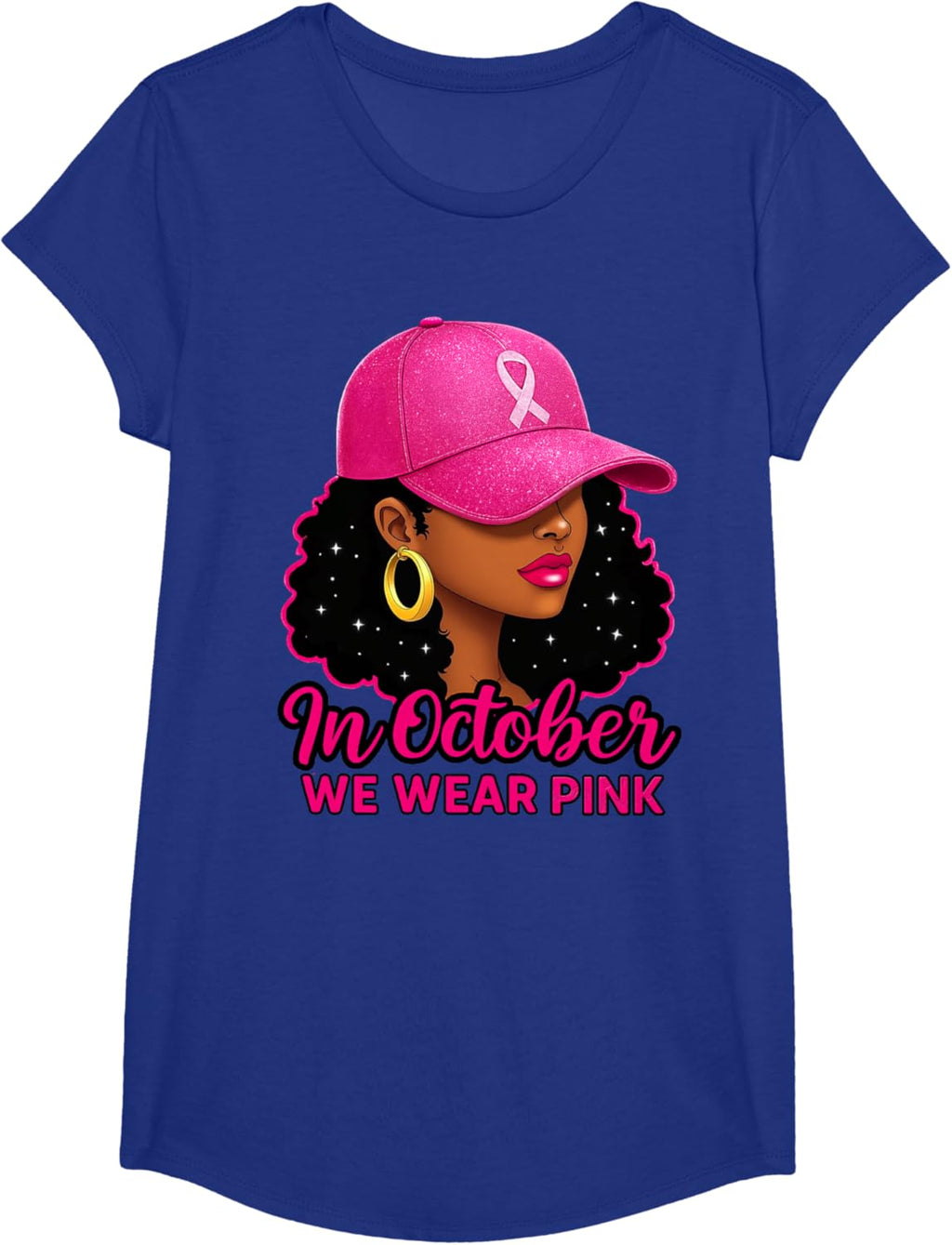 in October We Wear Pink Black Women Breast Cancer Awareness T-Shirt