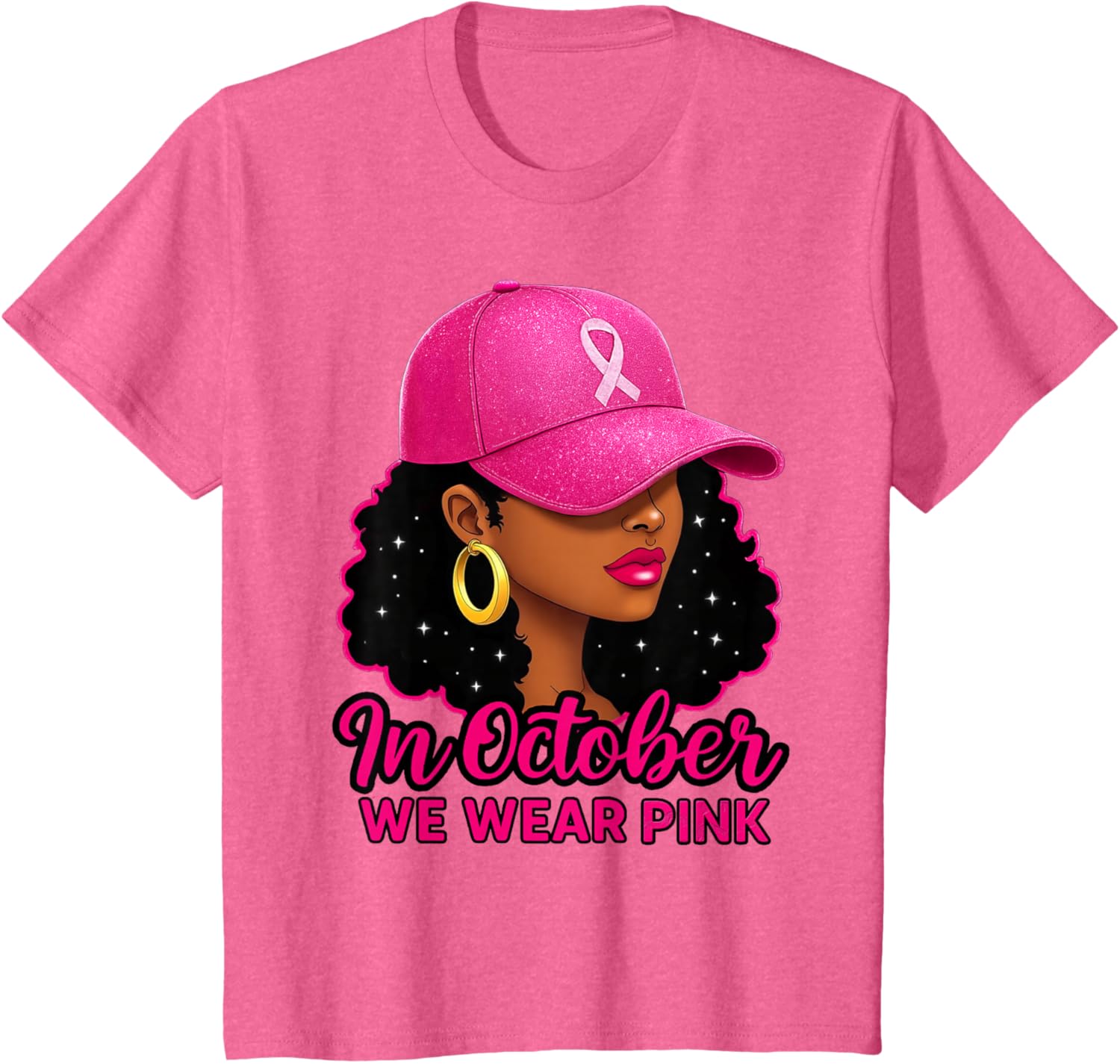 in October We Wear Pink Black Women Breast Cancer Awareness T-Shirt