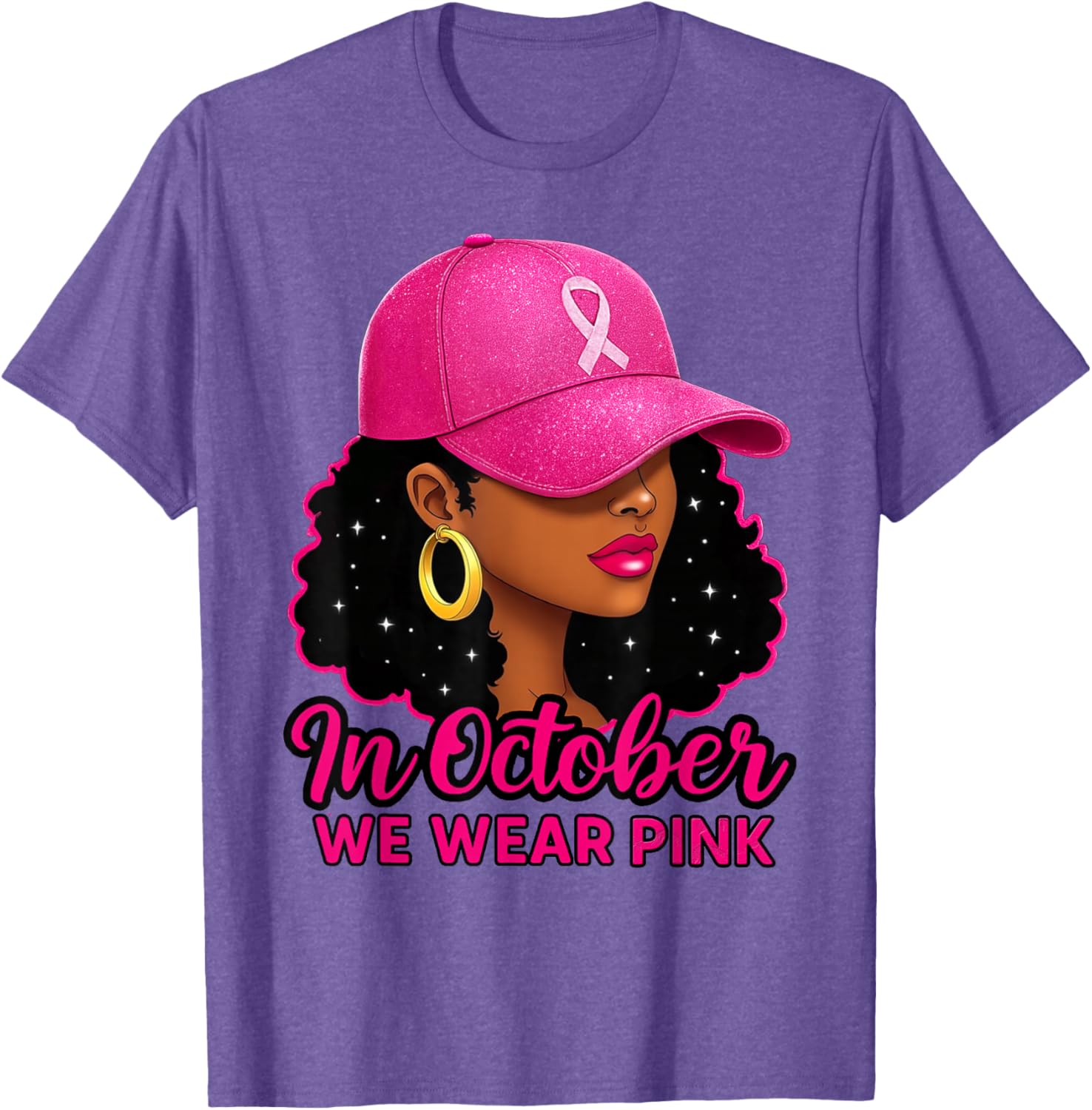 in October We Wear Pink Black Women Breast Cancer Awareness T-Shirt