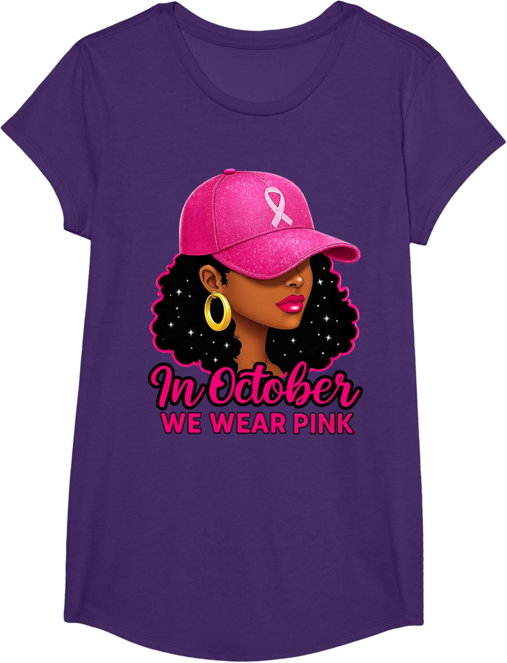 in October We Wear Pink Black Women Breast Cancer Awareness T-Shirt