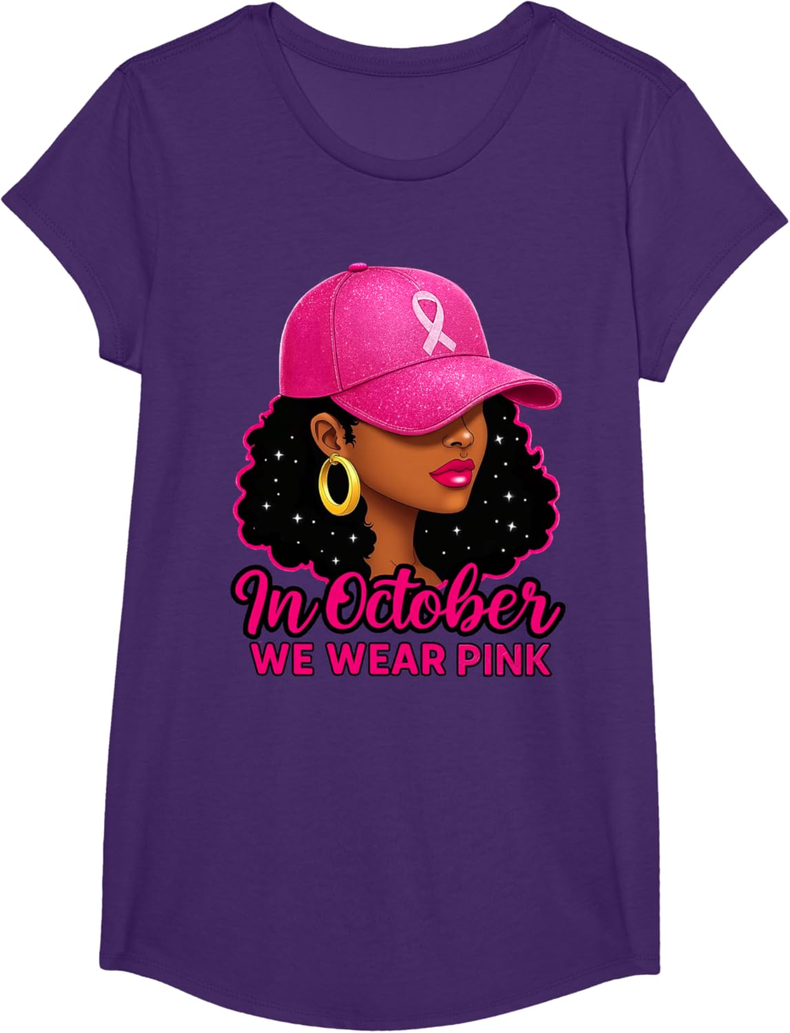 in October We Wear Pink Black Women Breast Cancer Awareness T-Shirt