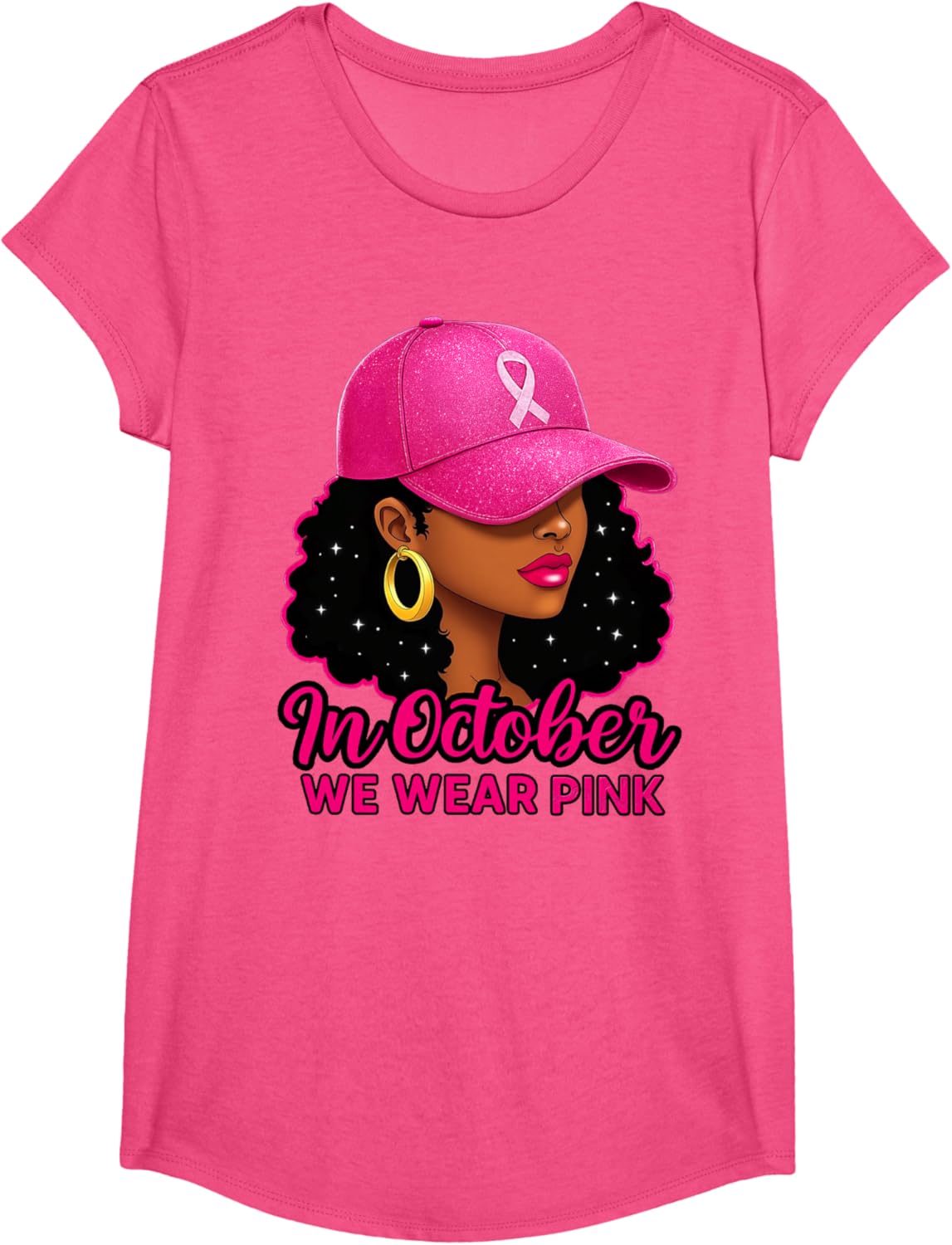 in October We Wear Pink Black Women Breast Cancer Awareness T-Shirt