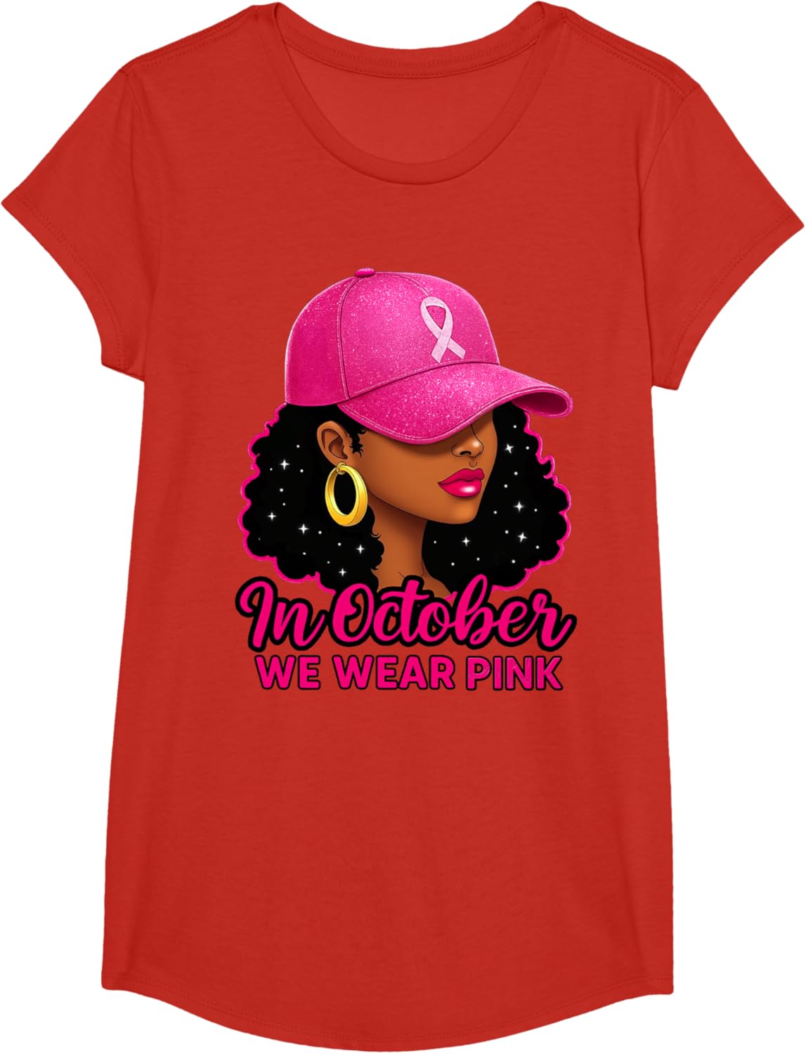 in October We Wear Pink Black Women Breast Cancer Awareness T-Shirt