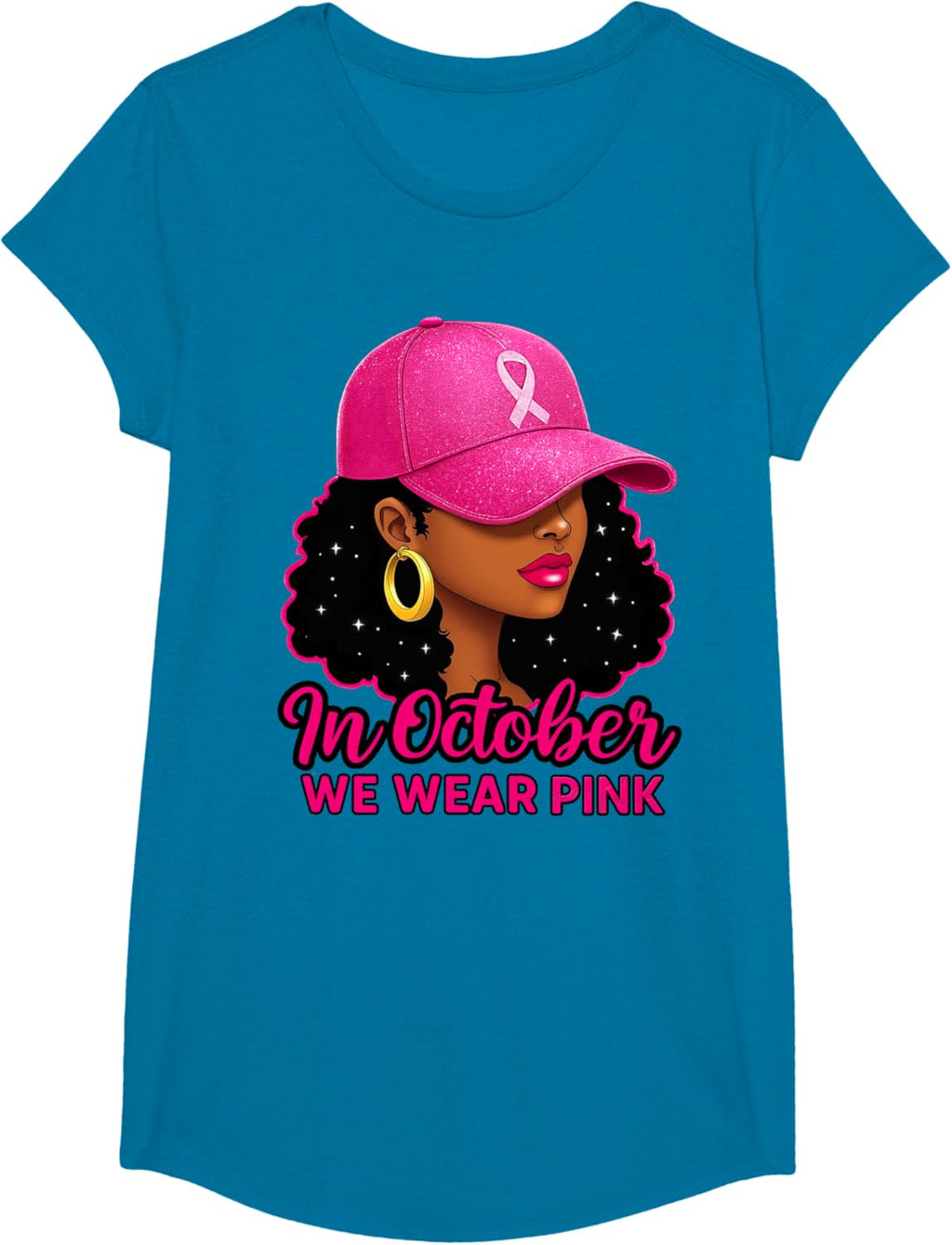 in October We Wear Pink Black Women Breast Cancer Awareness T-Shirt