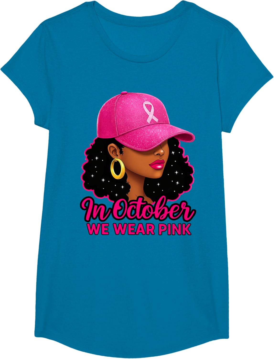 in October We Wear Pink Black Women Breast Cancer Awareness T-Shirt