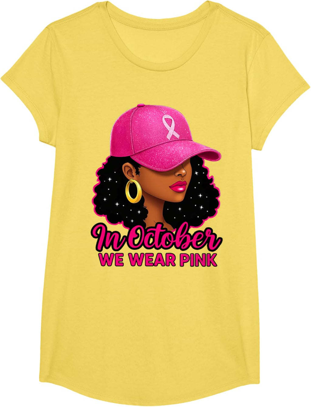 in October We Wear Pink Black Women Breast Cancer Awareness T-Shirt