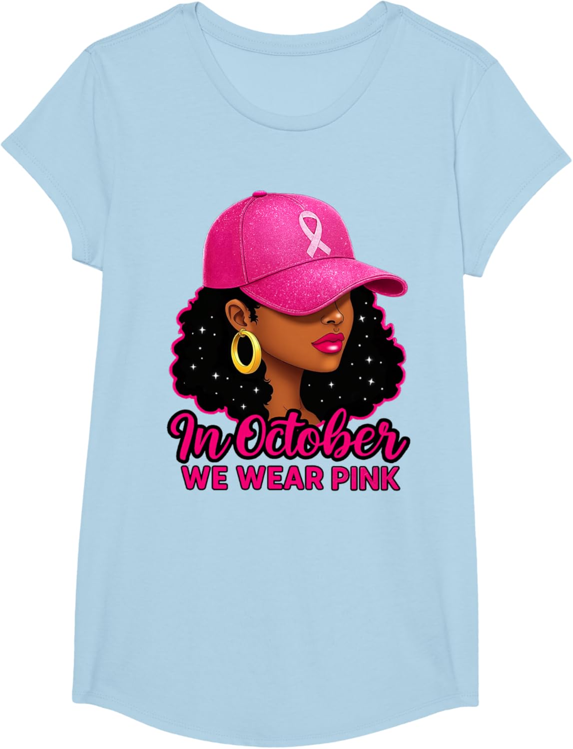 in October We Wear Pink Black Women Breast Cancer Awareness T-Shirt