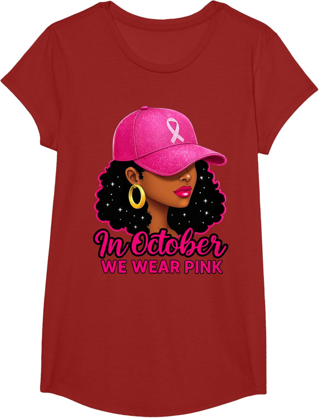 in October We Wear Pink Black Women Breast Cancer Awareness T-Shirt