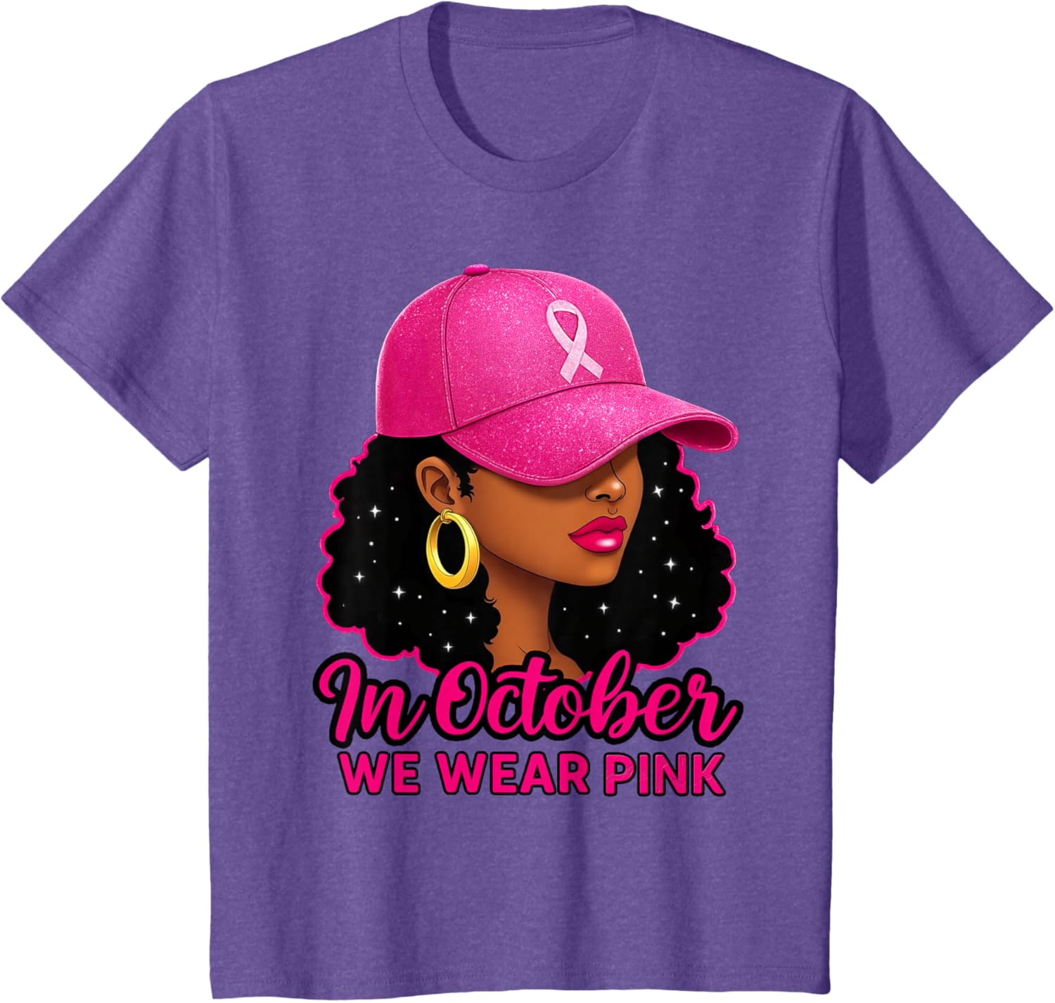 in October We Wear Pink Black Women Breast Cancer Awareness T-Shirt