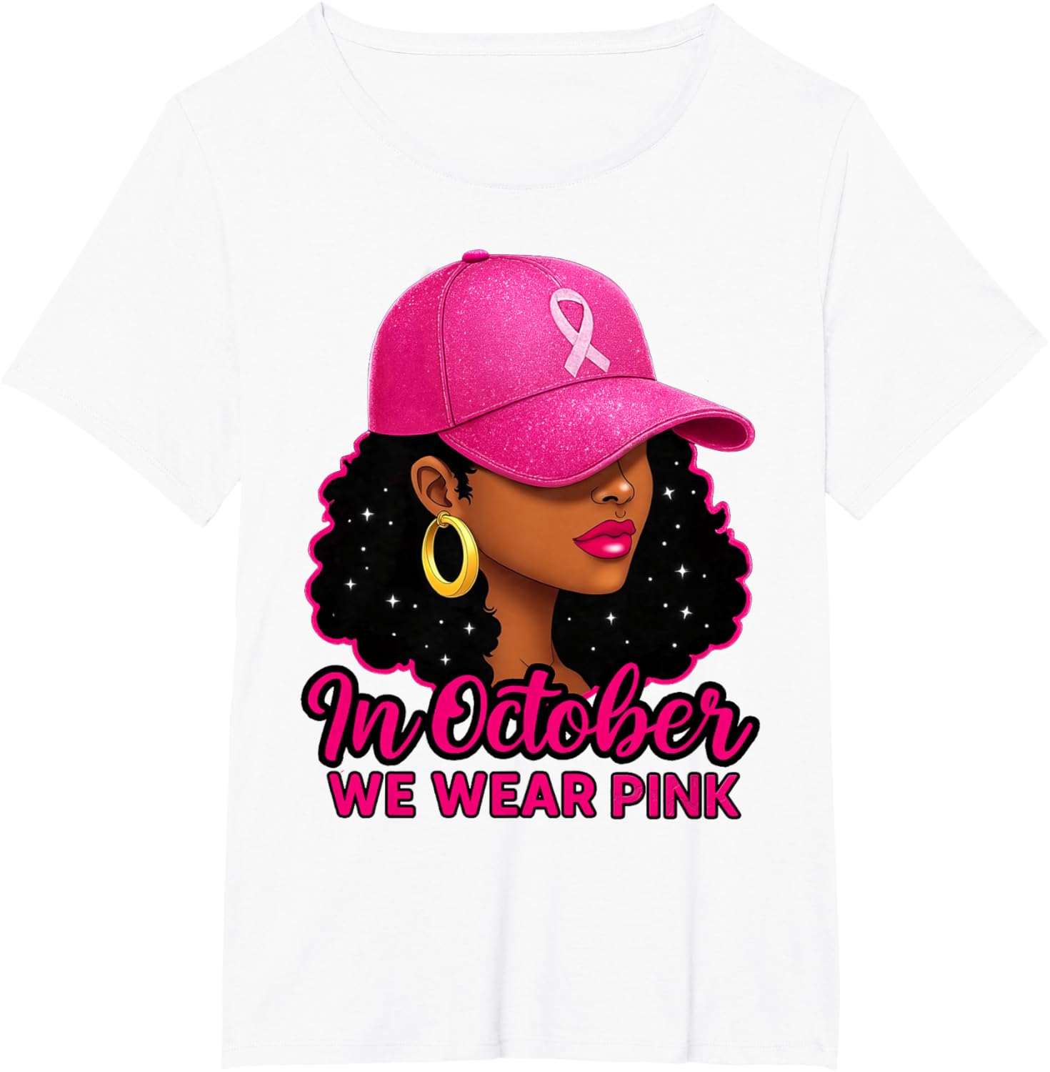 in October We Wear Pink Black Women Breast Cancer Awareness T-Shirt