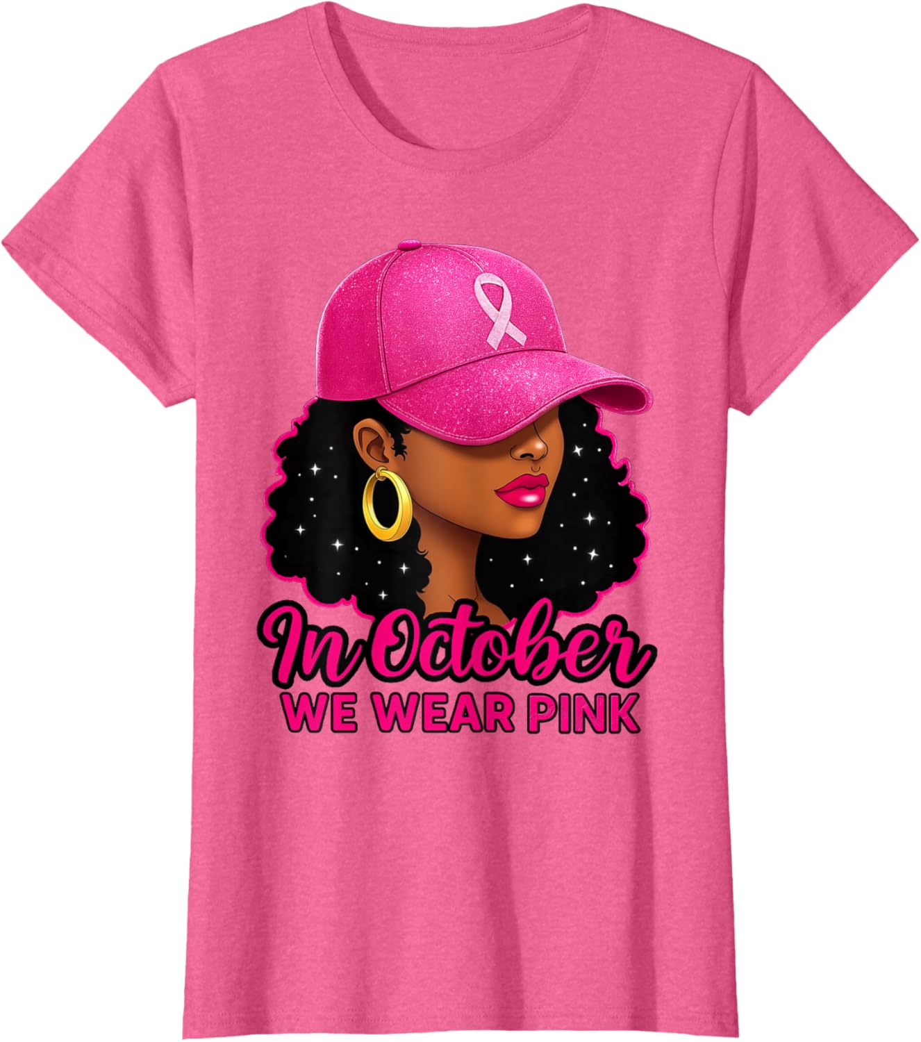 in October We Wear Pink Black Women Breast Cancer Awareness T-Shirt