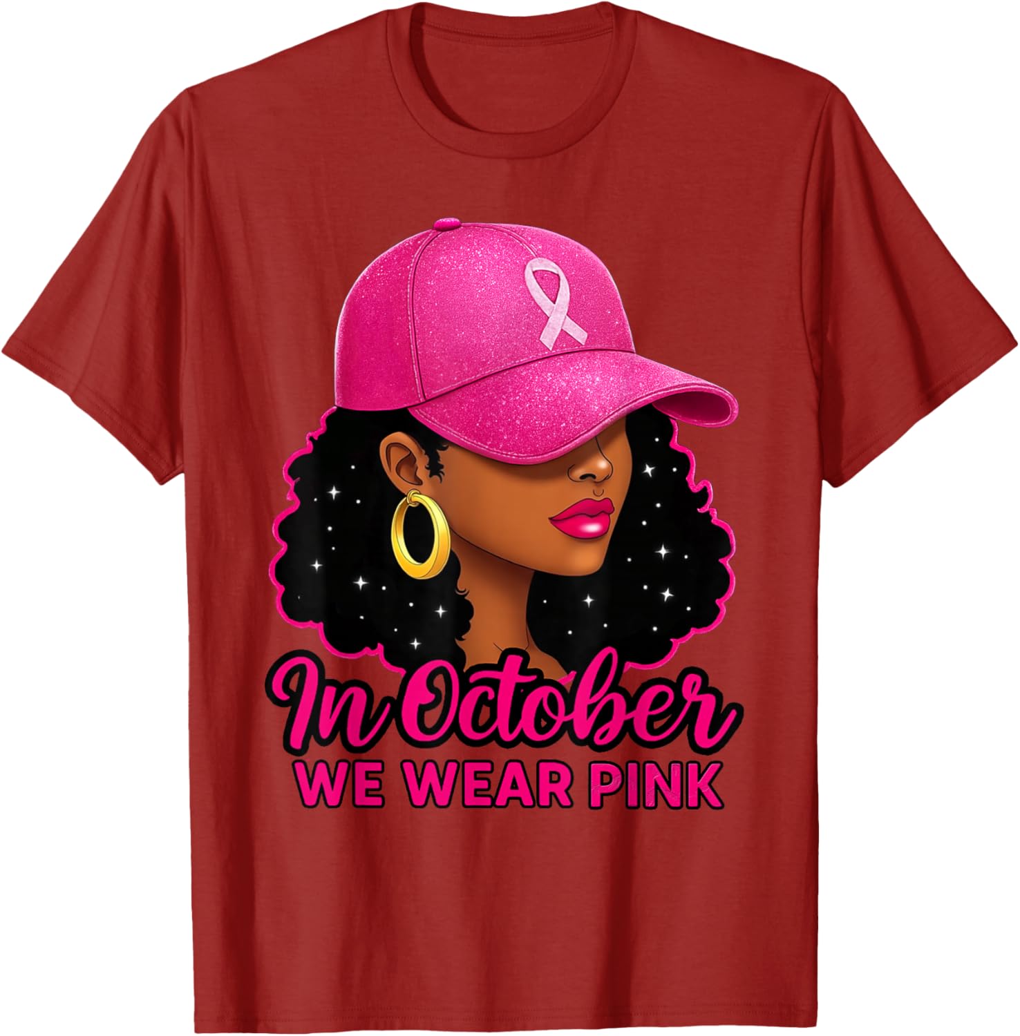 in October We Wear Pink Black Women Breast Cancer Awareness T-Shirt