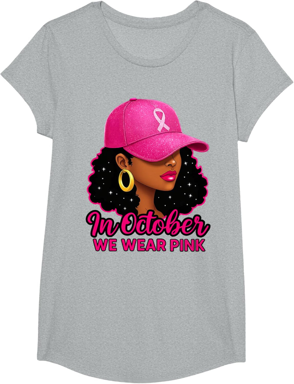 in October We Wear Pink Black Women Breast Cancer Awareness T-Shirt