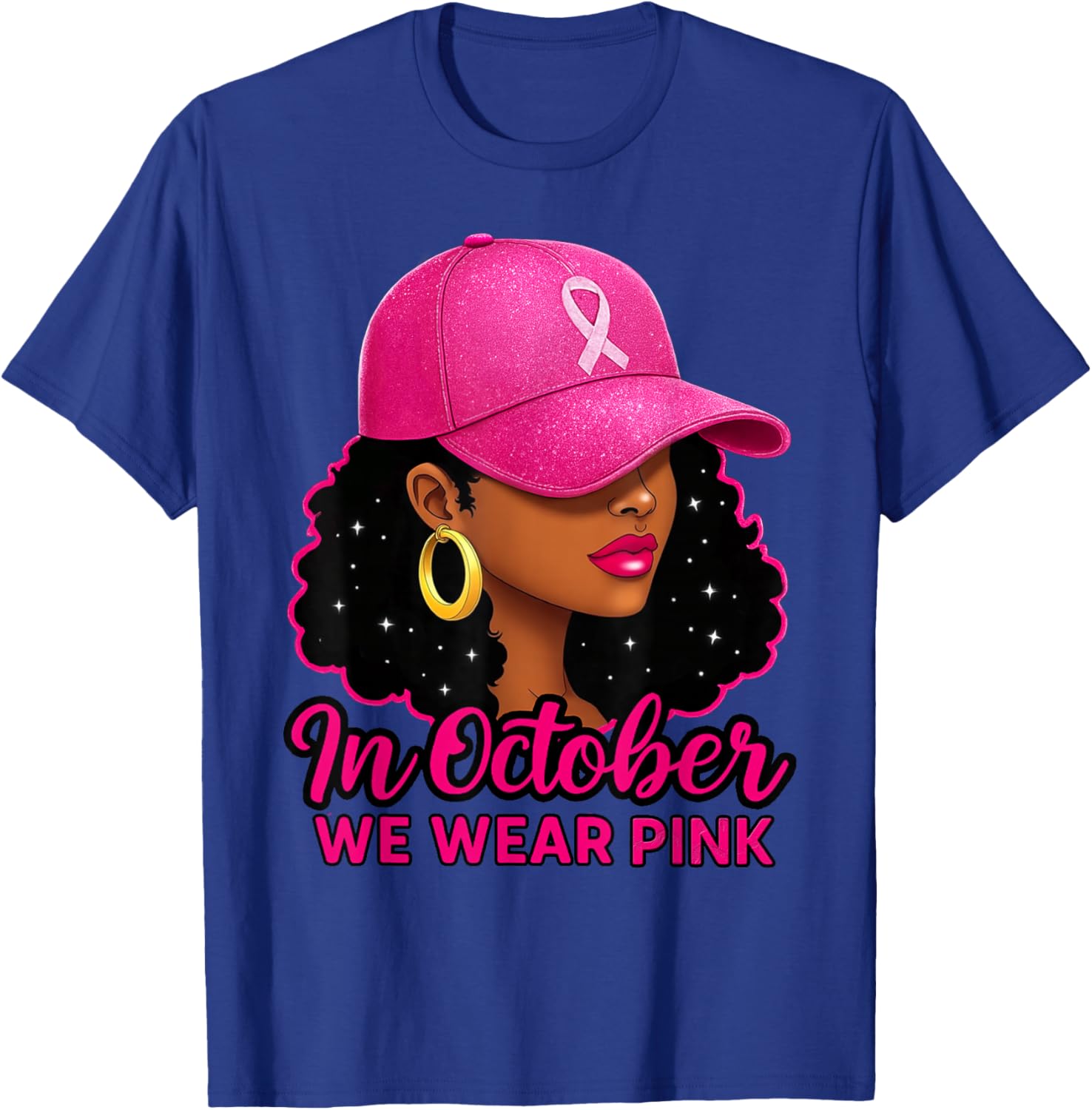 in October We Wear Pink Black Women Breast Cancer Awareness T-Shirt
