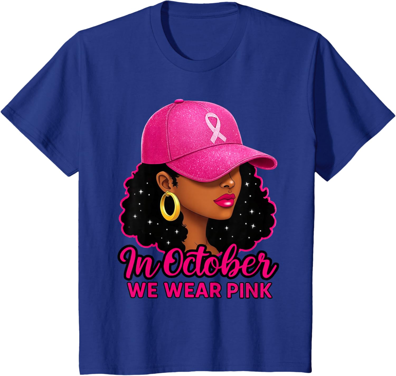 in October We Wear Pink Black Women Breast Cancer Awareness T-Shirt