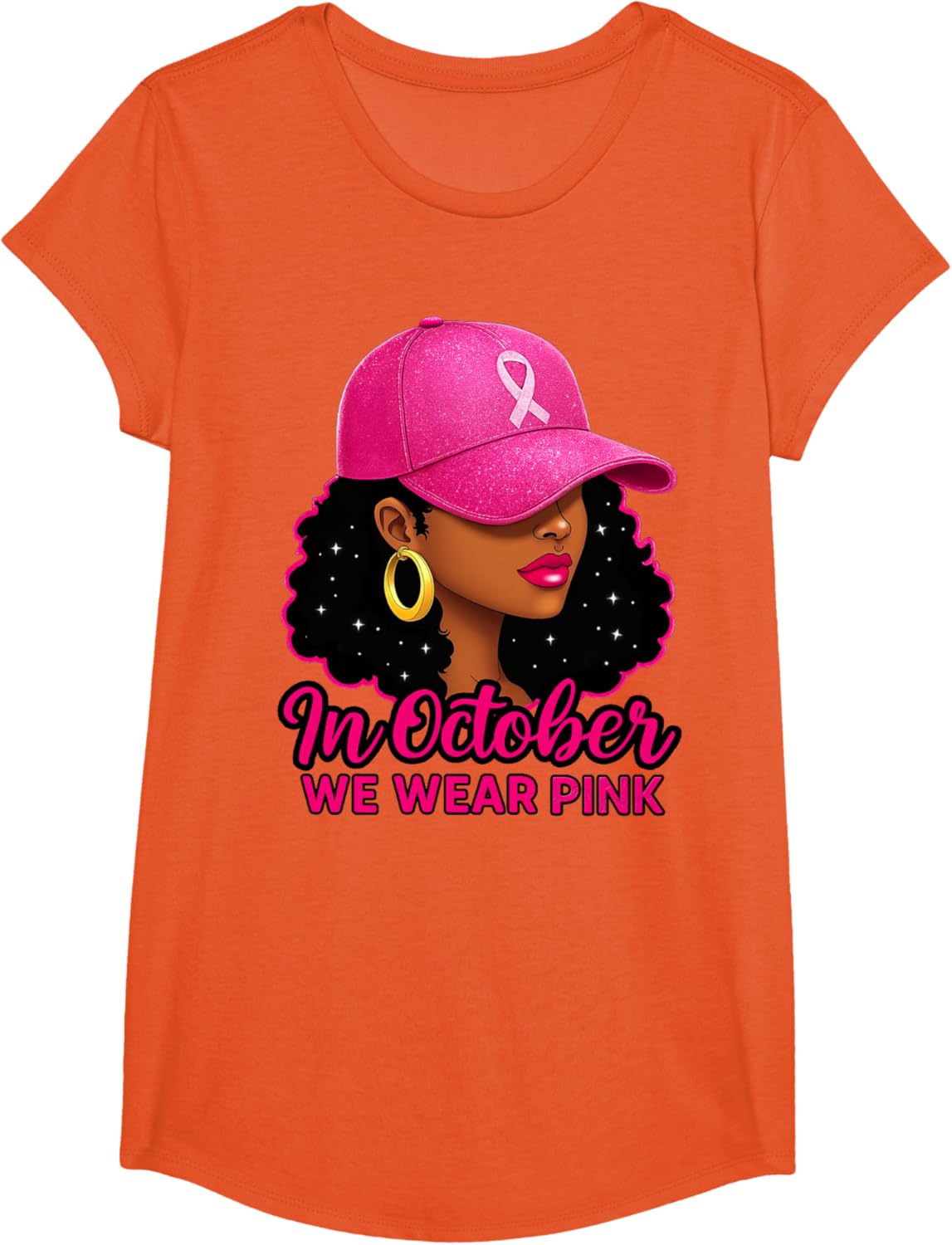 in October We Wear Pink Black Women Breast Cancer Awareness T-Shirt