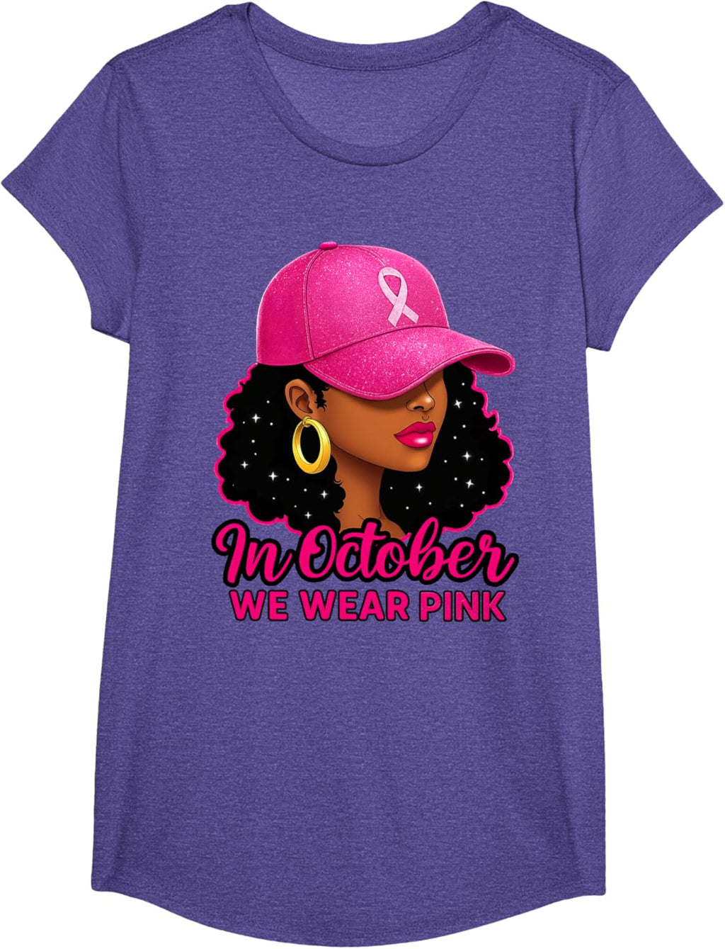 in October We Wear Pink Black Women Breast Cancer Awareness T-Shirt
