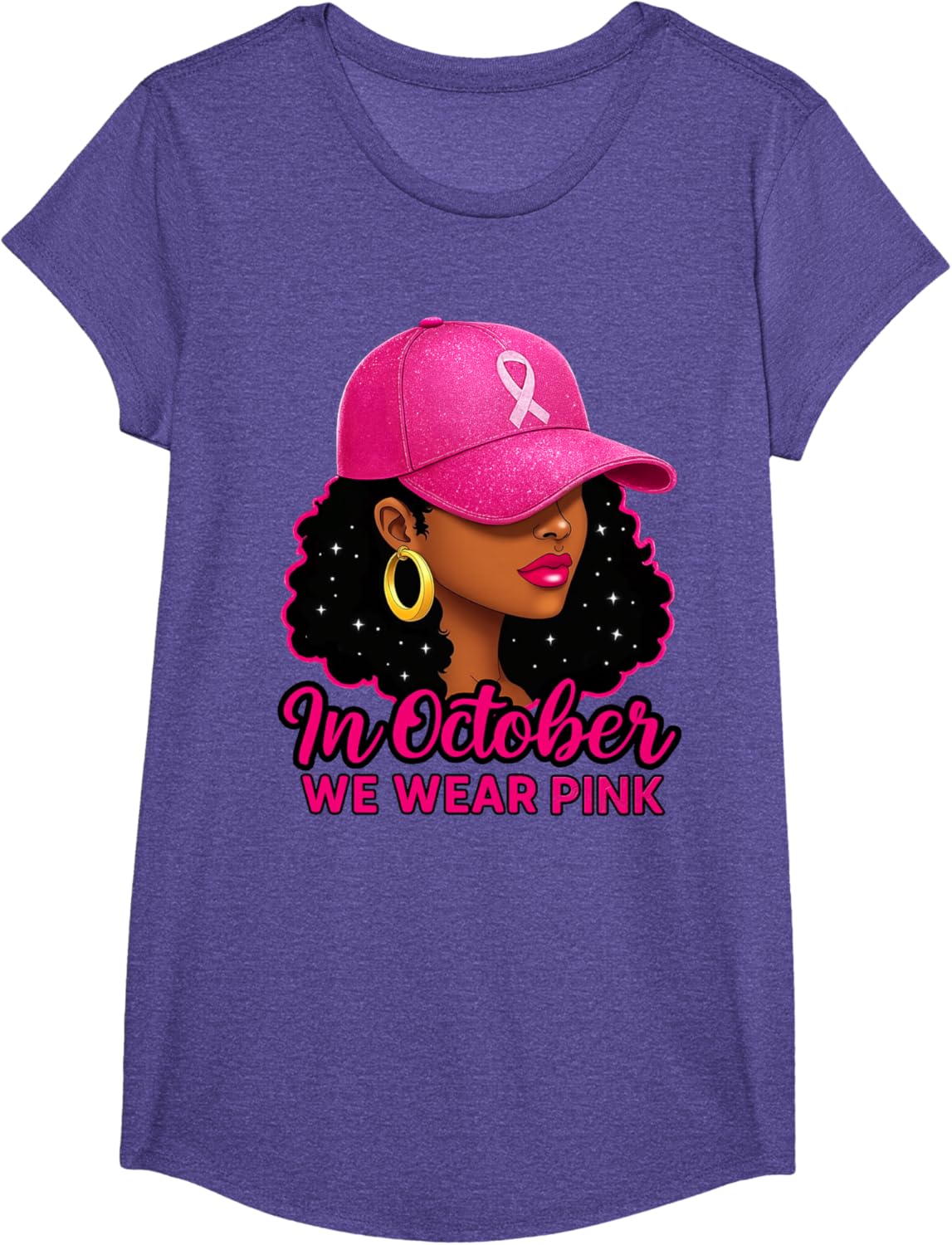 in October We Wear Pink Black Women Breast Cancer Awareness T-Shirt