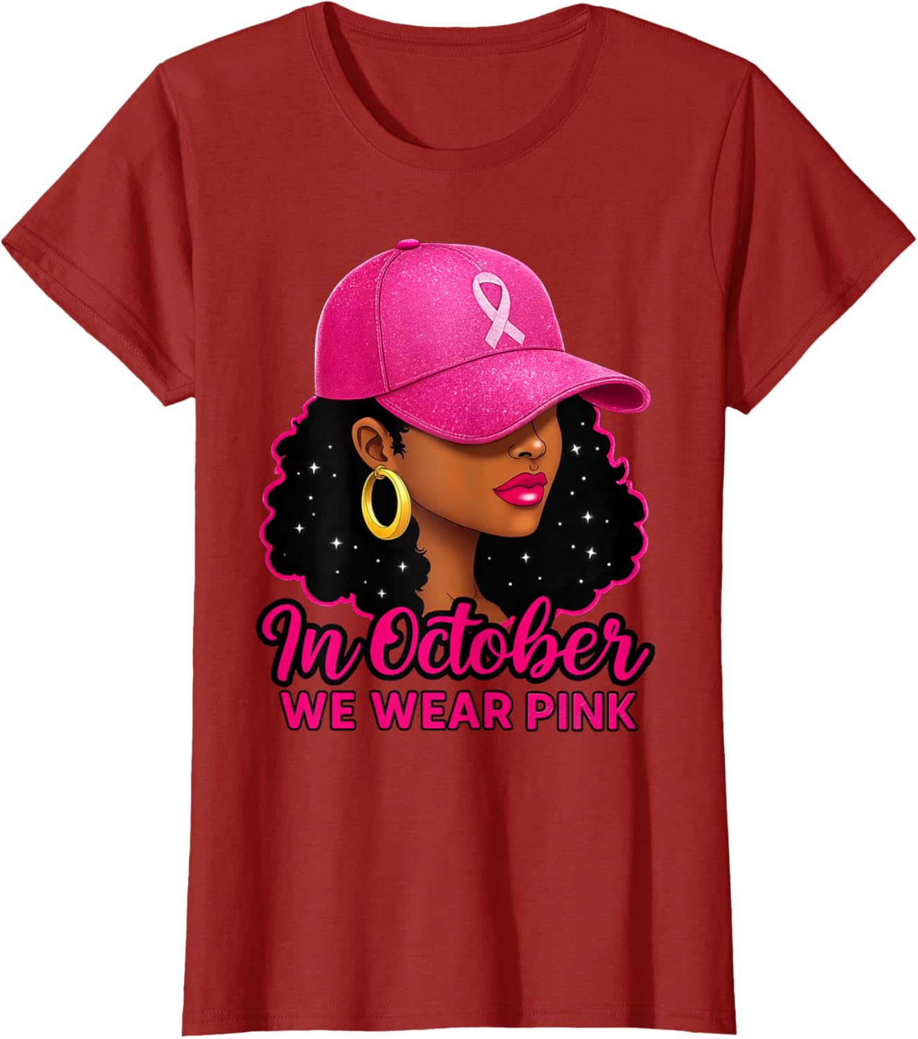 in October We Wear Pink Black Women Breast Cancer Awareness T-Shirt