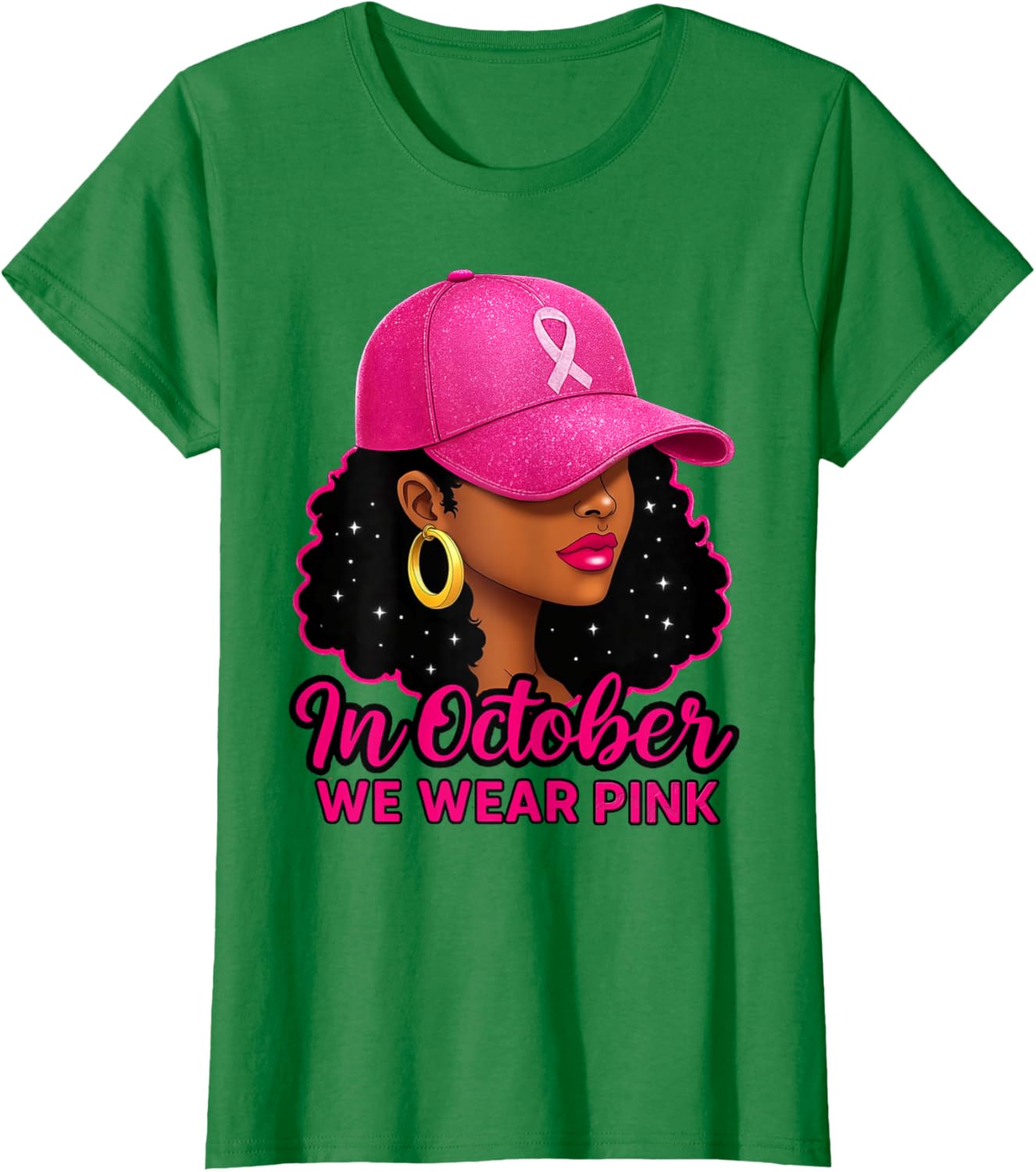 in October We Wear Pink Black Women Breast Cancer Awareness T-Shirt