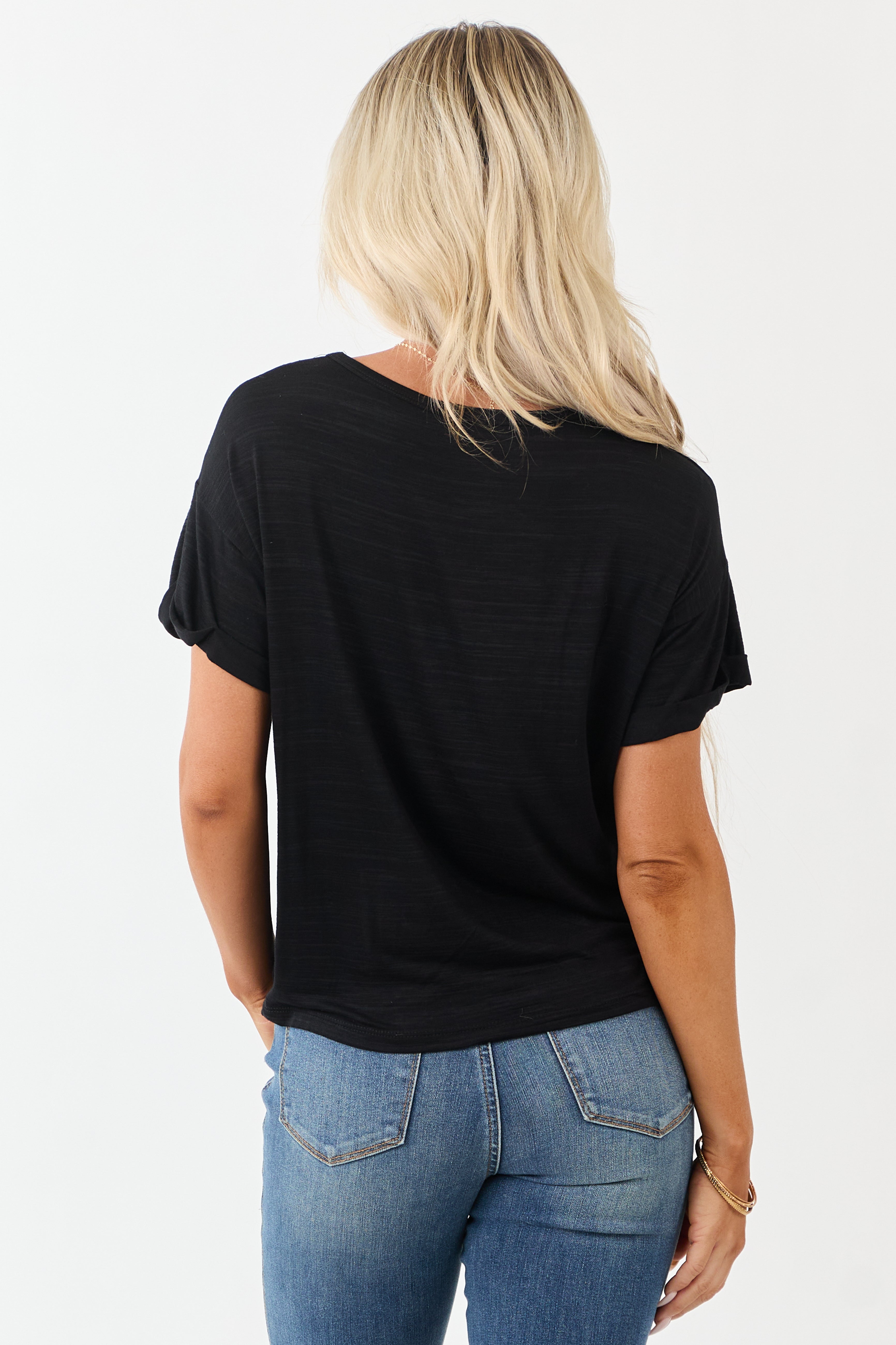 Black 'Wild West' Graphic Short Sleeve Cotton Top
