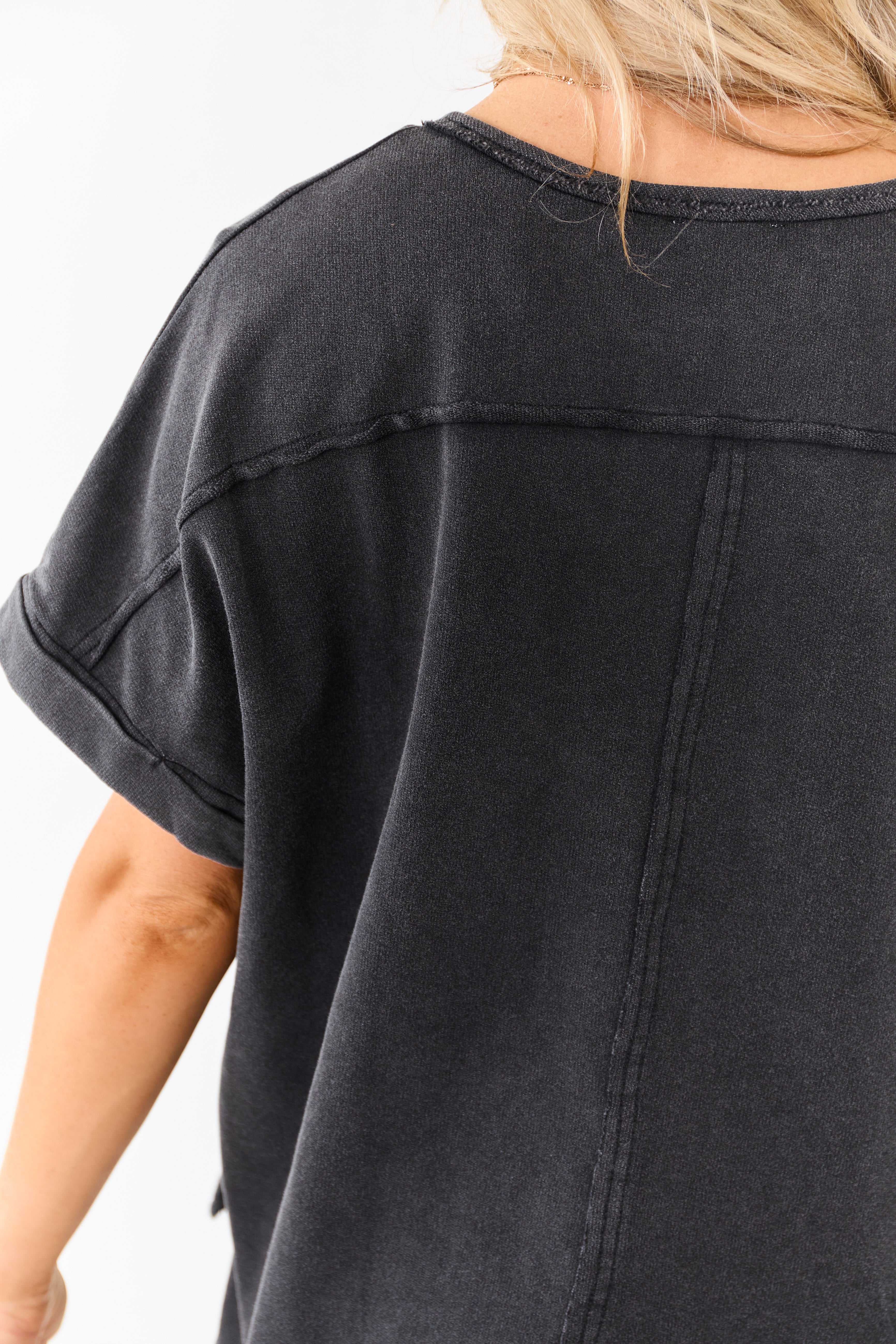 Charcoal Mineral Wash Short Sleeve Cotton Top