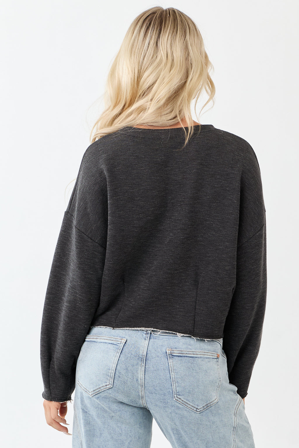 Charcoal Pulled Seam Relaxed Sweatshirt Style Top