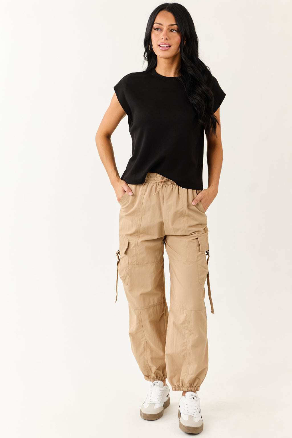 Entro Black Ribbed Cap Sleeve Soft Tank Top