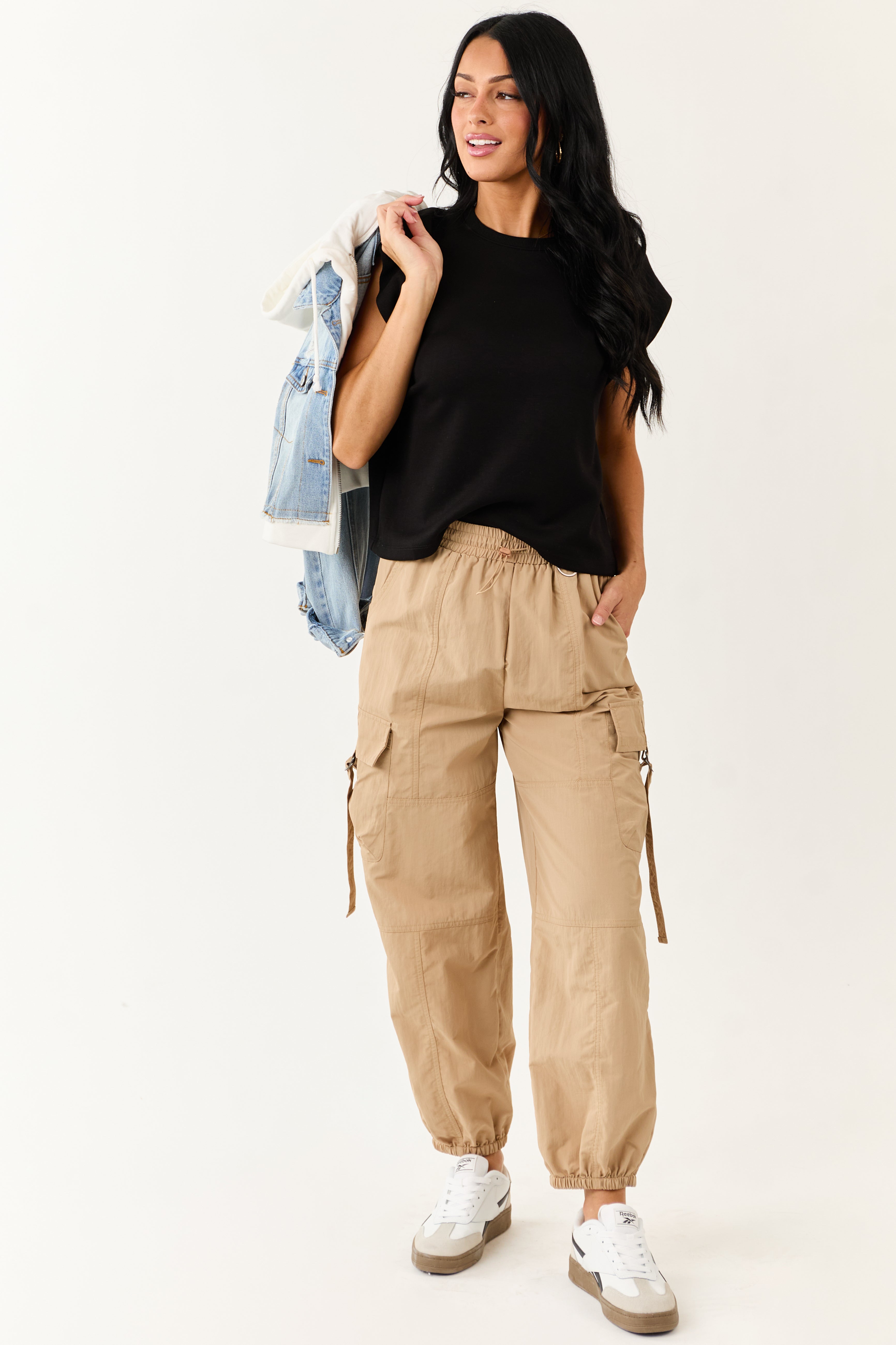 Entro Black Ribbed Cap Sleeve Soft Tank Top