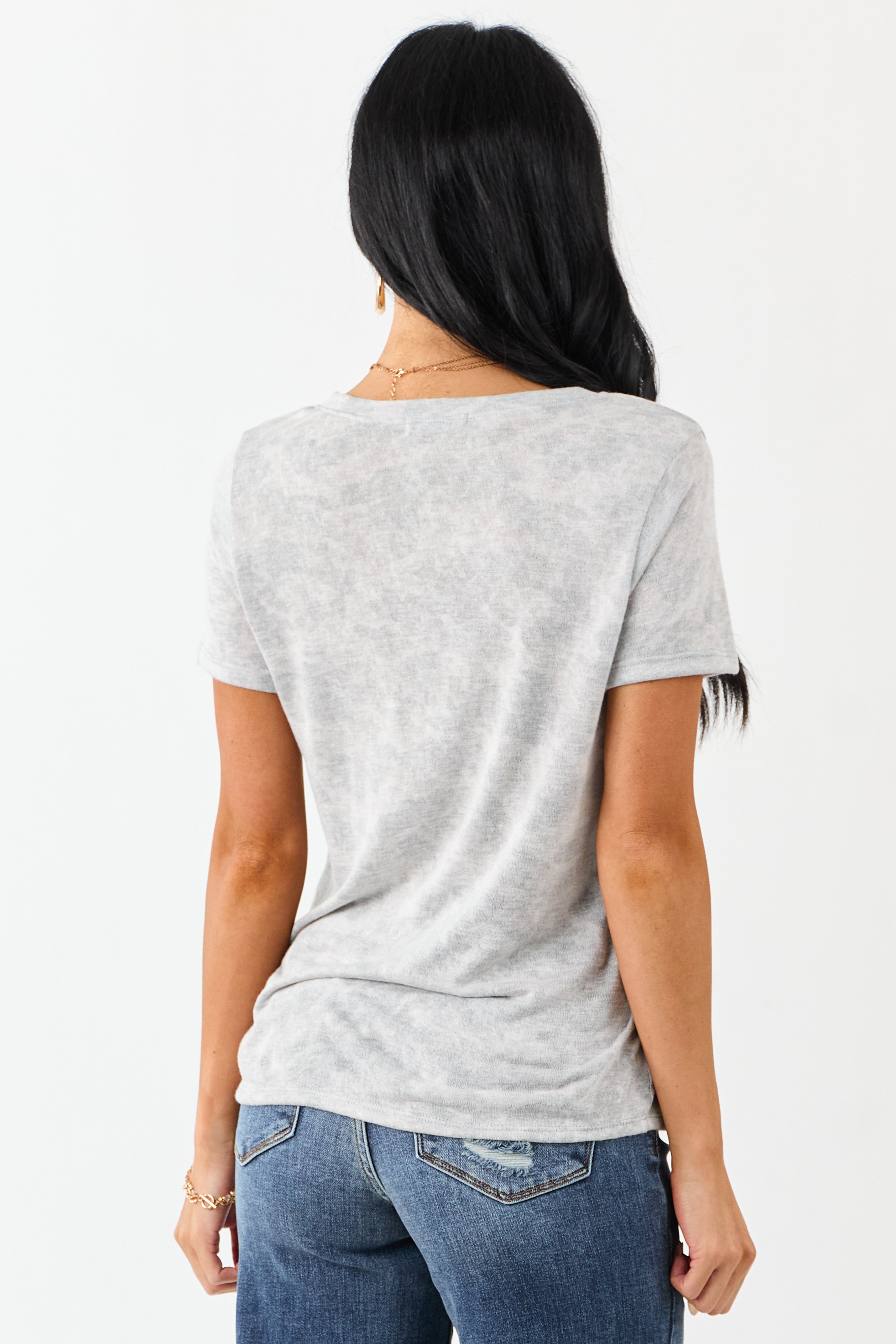 Heather Grey Faded Camo Print Short Sleeve Top