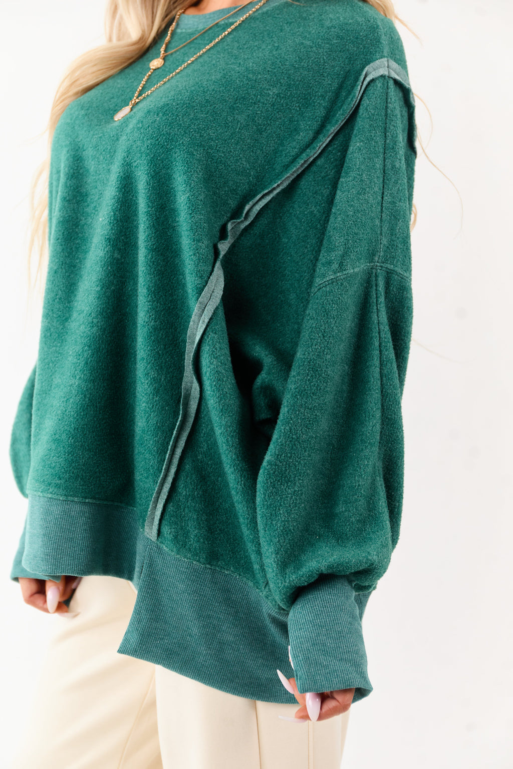 Pine Crew Neck Relaxed Fleece Sweatshirt