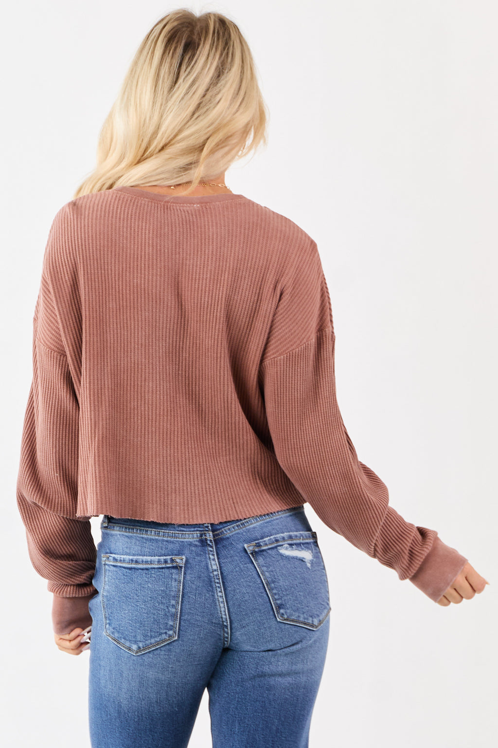 Sienna Waffle Knit Long Sleeve Cotton Top