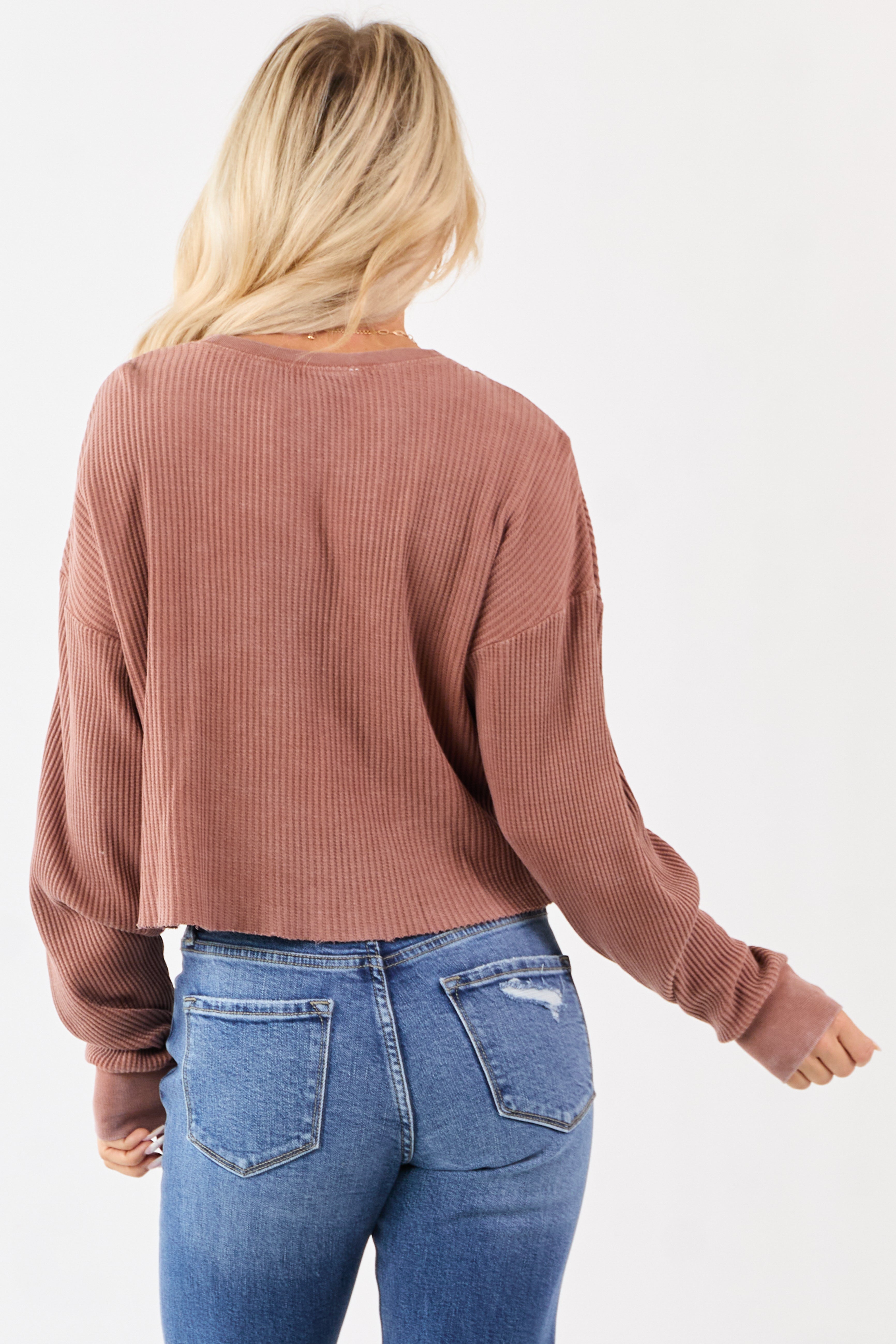 Sienna Waffle Knit Long Sleeve Cotton Top