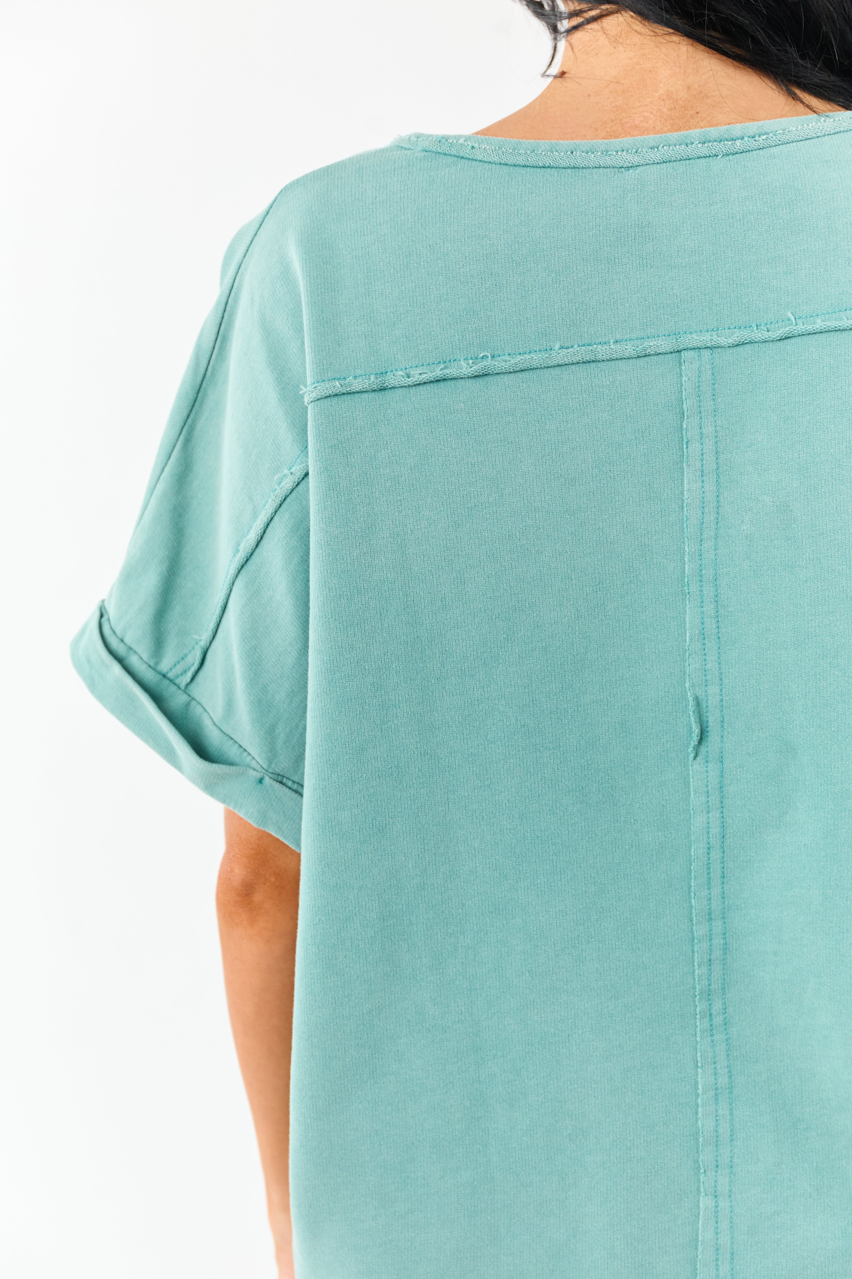 Teal Mineral Wash Short Sleeve Cotton Top