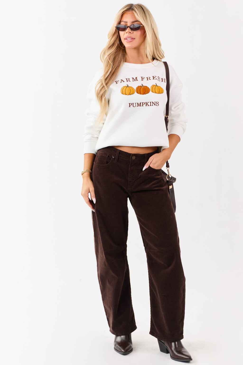 White Pumpkin Graphic Long Sleeve Sweatshirt